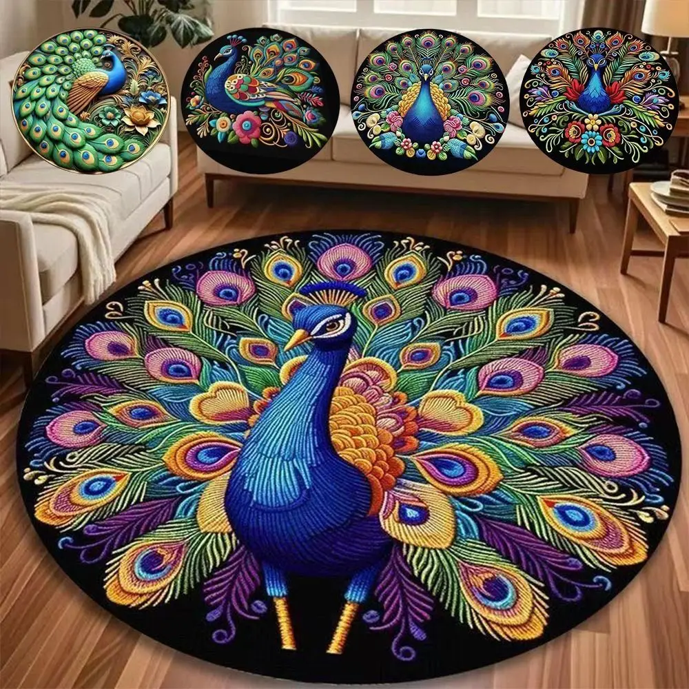 Special-shaped Peacock Carpet Non-slip Absorbent Peacock Mat Soft 40x40cm/80x80cm Door Gasket for Living Room Tea Table Bedside