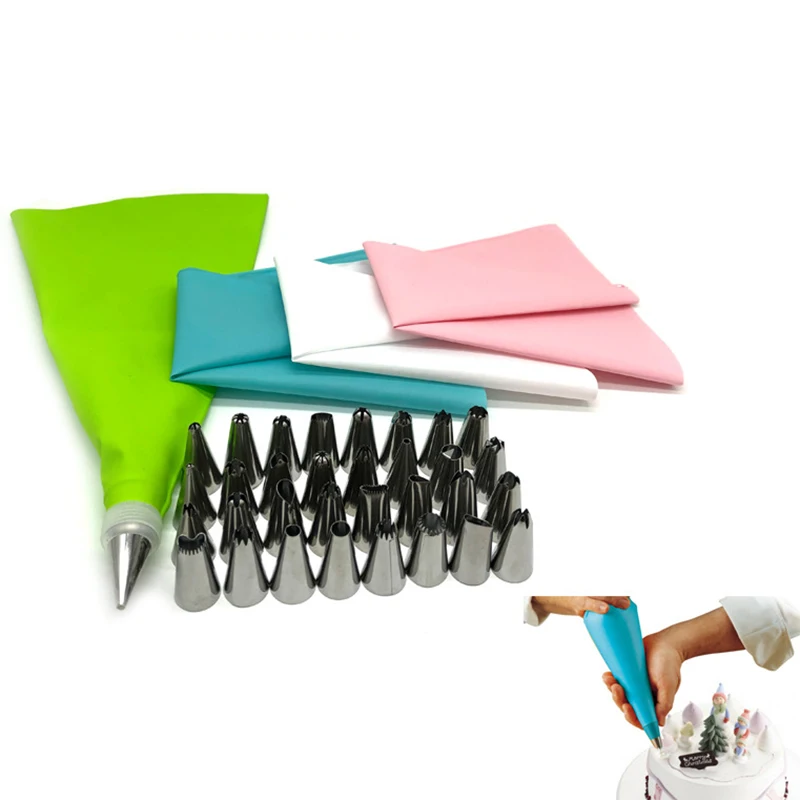 

34pcs Piping Nozzle Baking Set Melting Bean Piping Tool Silicone Piping Bag Cookie Piping Nozzle Kitchen Tools Kit Decorating