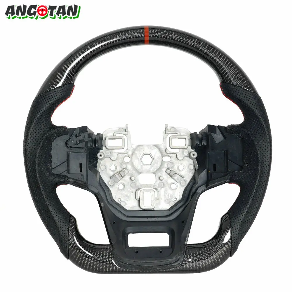 

Real Carbon Fiber Steering Wheel For Ford Bronco 2021-2024 Perforated Leather Flat Sport Steering Wheel Modified Car Accessories