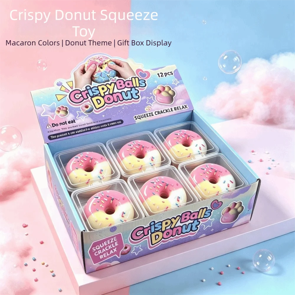 Donut Wax Cracking Squeeze Cat Paw Satisfying Sound Crunch Squishy Handmade Non-bounce Crispy Feel Squishy Student Prize