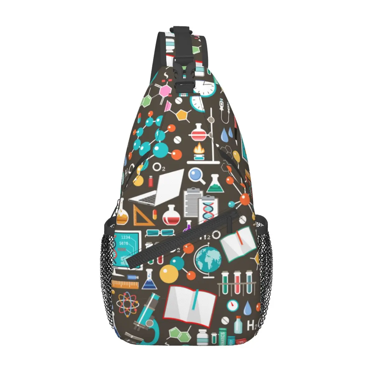 Mochila pequeña De ciencia Química para el pecho, bandolera de hombro para senderismo al aire libre, mochilas escolares informales