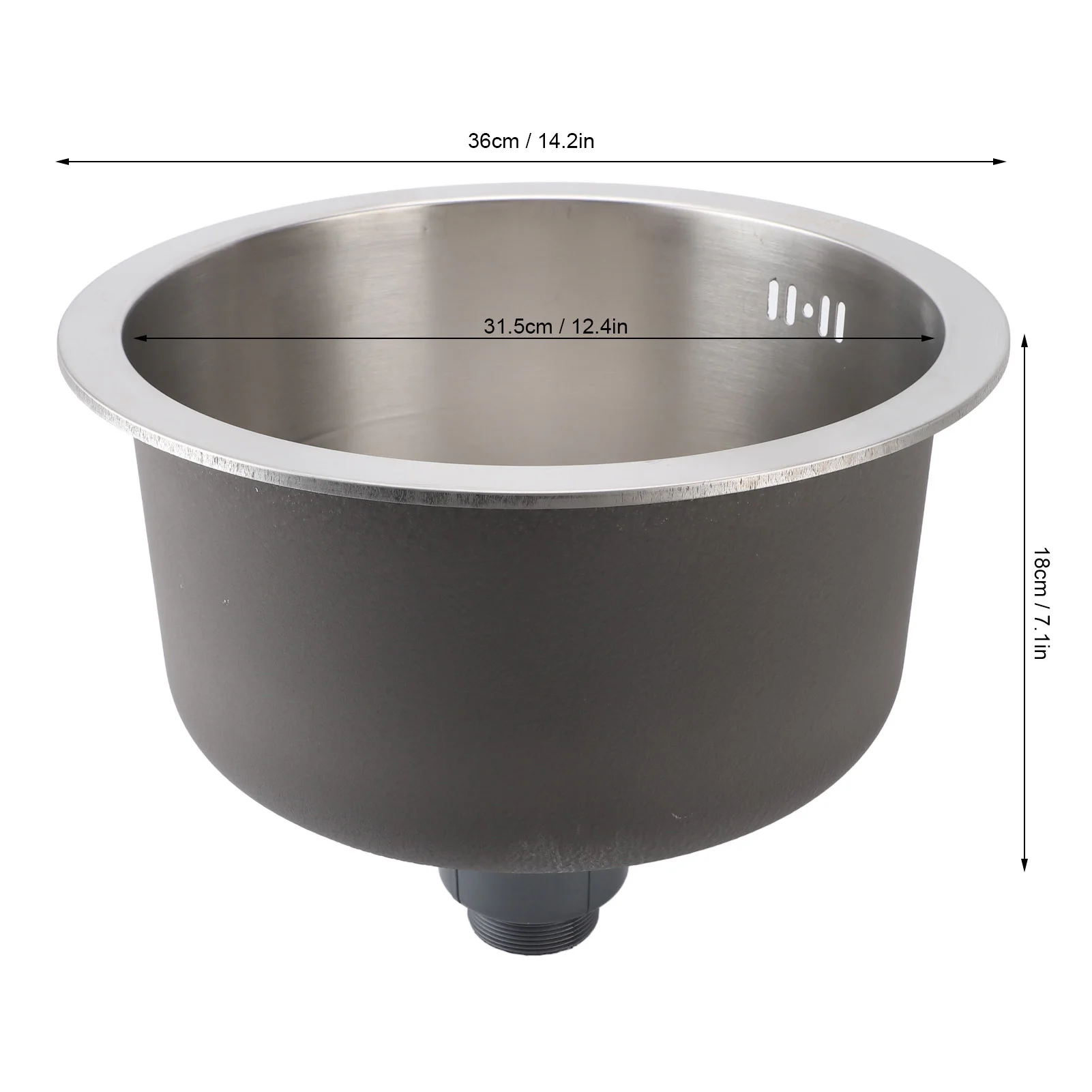 36cm Küchen spüle 304 Edelstahl gebürstet Single Bowl rostfreie runde Waschbecken für Home Bar