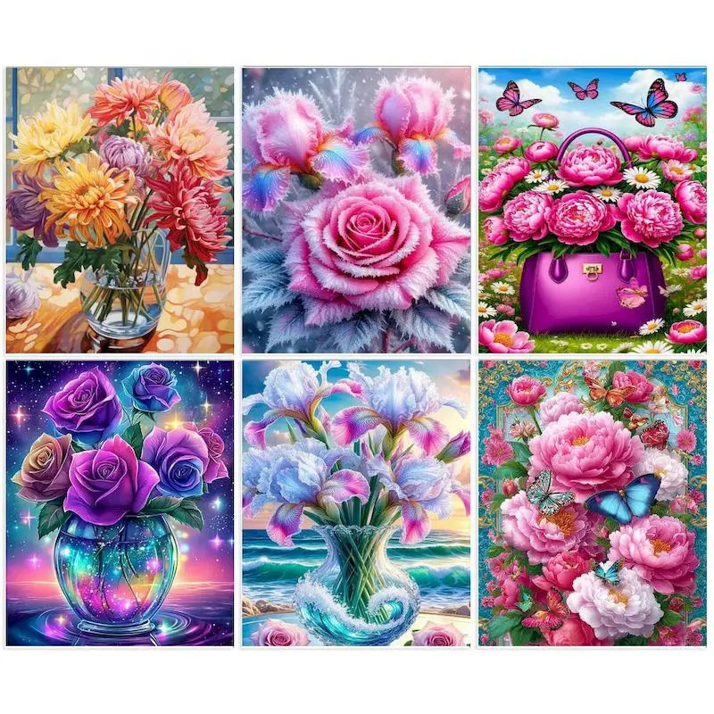 

CHENISTORY Acrylic Painting By Numbers Flower Calligraphy Painting DIY Drawing By Numbers on Canvas Artwork Home Decoration