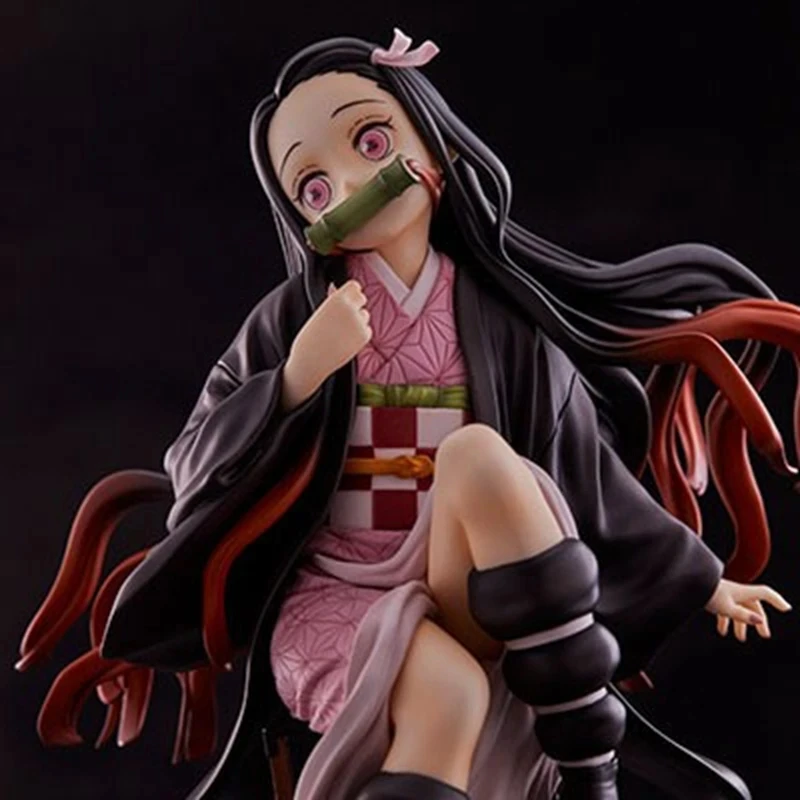 Demônio Slayer Kamado Nezuko Sentado Modelo Toy, Figura PVC, Presente, Caixa De Coleção, Decoração Desktop, 15cm