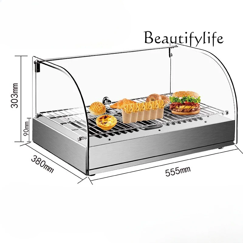 

Glass display cabinet heating cooked food curved desktop insulation cabinet