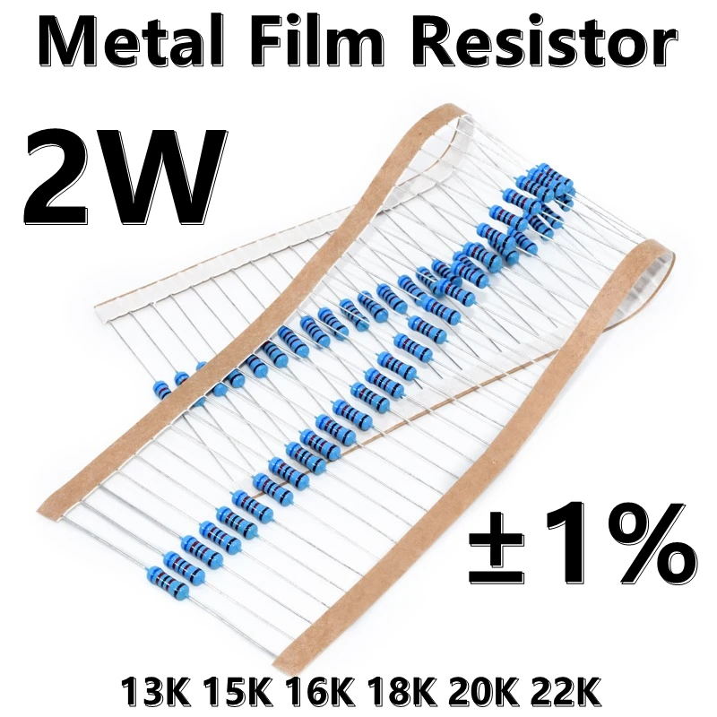 (20pcs) 2W Metal Film Resistor 1% five color ring precision resistor 13K 15K 16K 18K 20K 22K
