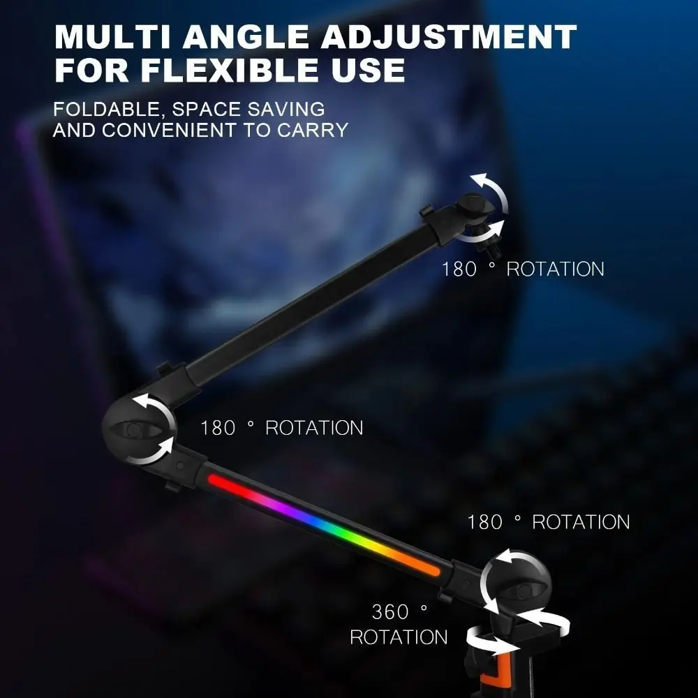 Professional 360° Rotation Microphone Boom Arm Sturdy Adjustable Arm Desktop Stand Universal Mic Desk Mount Home Office