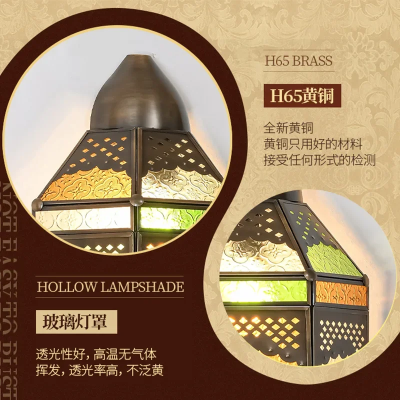 Islamic style decorative wall lamp, Indian Arabic copper hollow art luminous wall lamp