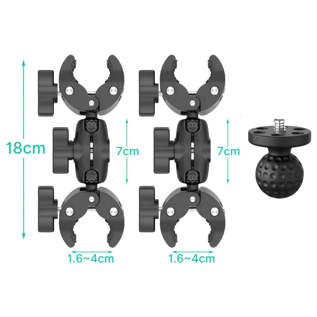 Dubbele Hoofd Klem Kit Voor Insta360 Een X2 X3 Motorfiets Dubbele Clip Beugel voor GoPro 11 10 9 Actie camera Accessoires