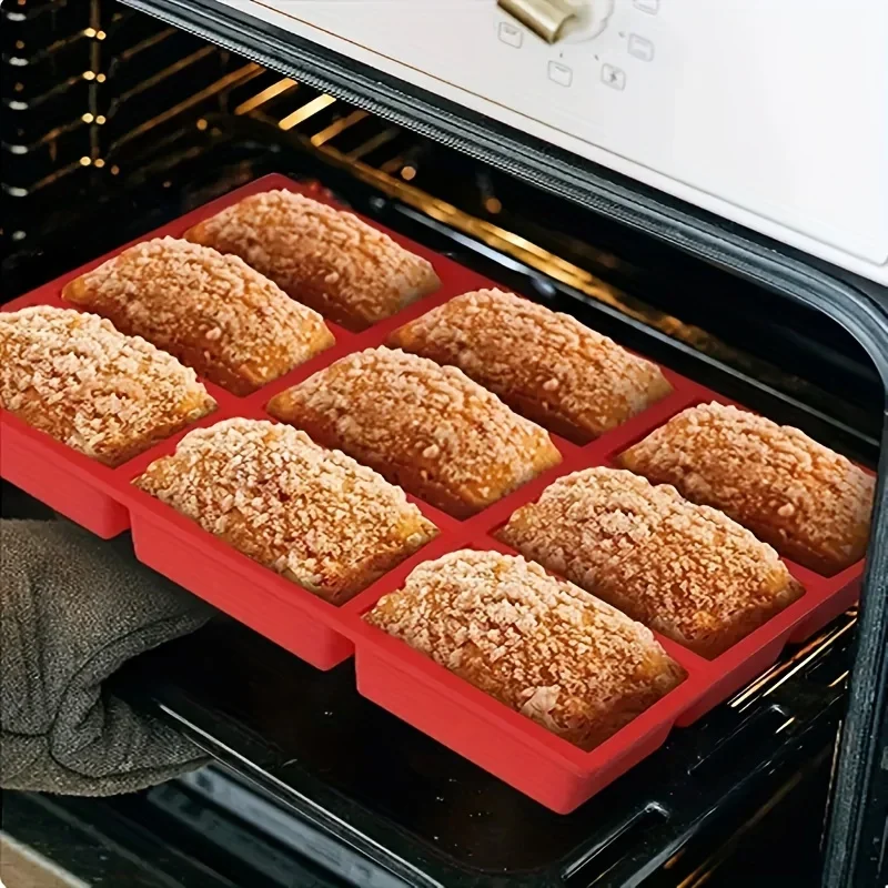 1 Stück 9 aufeinanderfolgende Silikon-Mini-Kastenform zum Backen von Kuchen, Brot, Hackbrot, Maisbrot, Brownie, Muffins und Seife, leicht zu reinigen