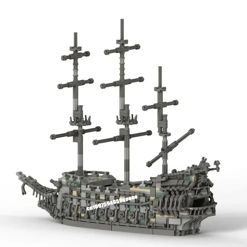 1274Pcs Moc 유럽 중세 해적 시리즈 플라잉 네덜란드 군함 창의적인 아이디어 황제 플래그십 장난감 선물 맞춤 퍼즐