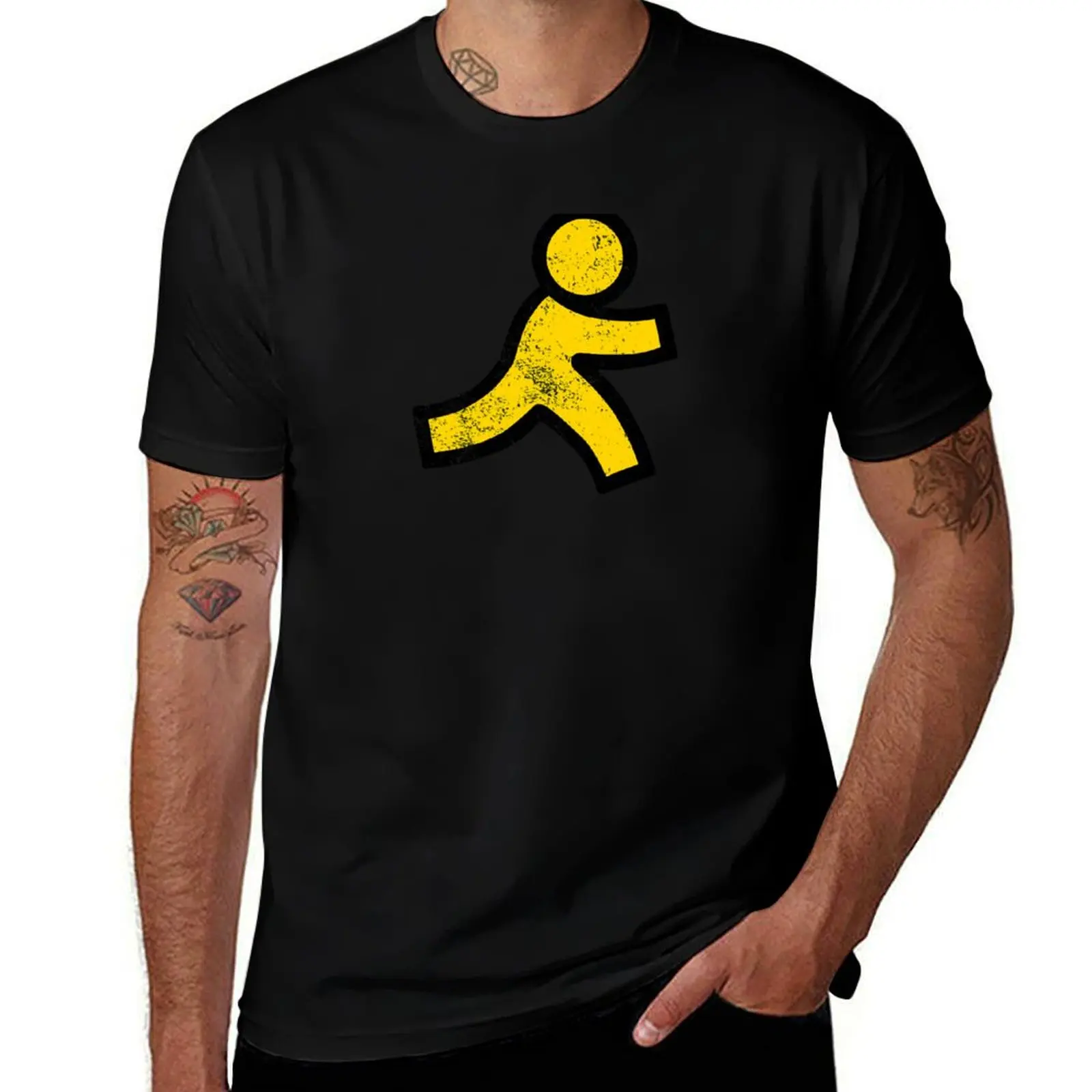 

AOL Instant Messenger Distressed Logo - Defunct Messaging App - Only 90s Kids Remember - AIM Forever Away Status RIP T-Shirt