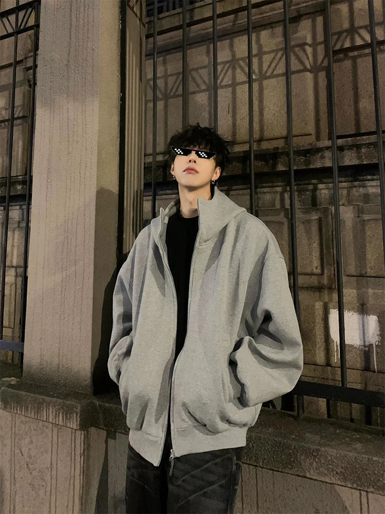 

Мужская толстовка-кардиган American Sle Heavyweight: модная, высококачественная, свободного кроя, на весну-осень, с открытым передом