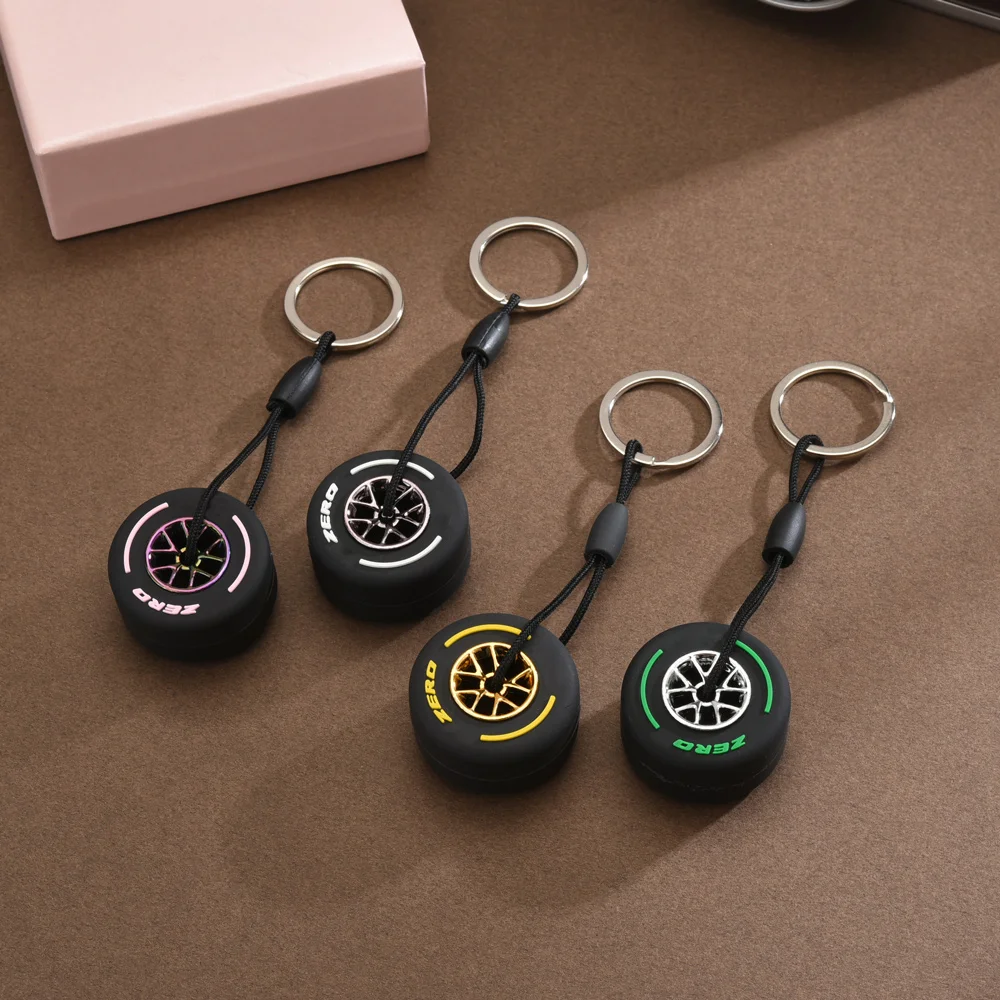 2024 New F1 Racing Simulation Tire Keychain Tyre With Wheel hub Pendant Car Accessories Small Gifts Unisex Key Pendant Gadgets