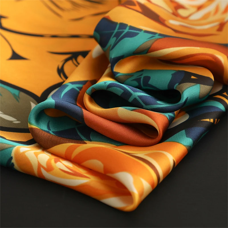 70cm Silk Square Scarf Women Satin Bandana Print Scarves Head Band Fashion Lady Hair Shawl Wrap Female Neckerchief Hijab 2024