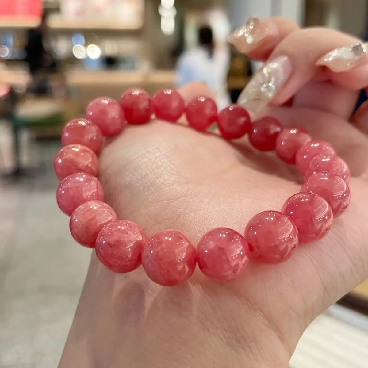 

Розовый кристалл, красная вена, камень, сокровище, бразильский старый шахтный кварц, круглые бусины, роза