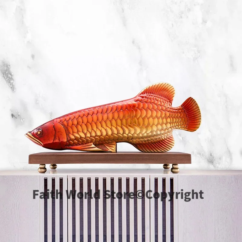 Comapany Home SHOP BAR Club high grade decorative art ZHAO CAI Good luck fortune golden dragon fishes Arowana brass Sculpture