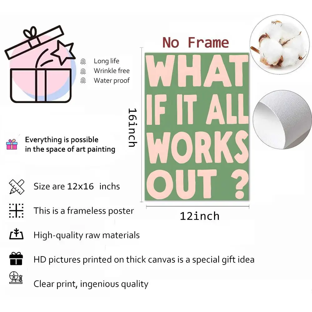 What If It All Works Out Pop Ballad Painting Calligraphy Wall Art Mural Living Room Canvas Decor Gifts