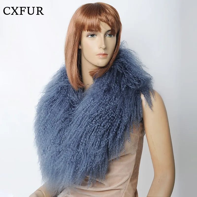 Curly Outdoor Garment Fashion Real Mongolian Lamb Fur Scarf Collar for Winter CX-A-52