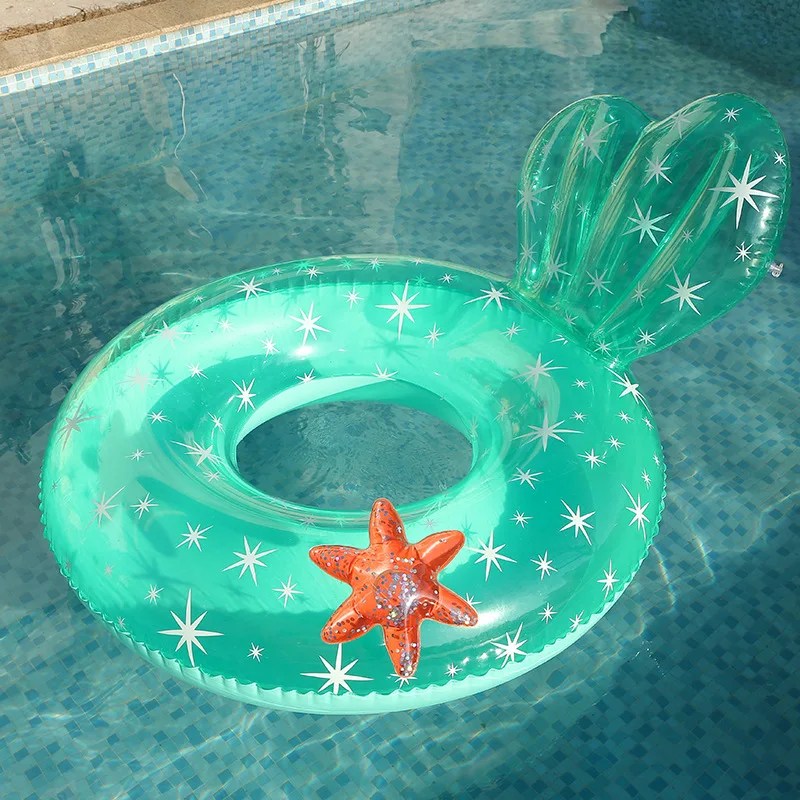 Inflatable Starfish Swimming Ring Lounge Chair Thickened Inflatable Toy Swimming Ring  Pool Float with Backrest Star Pattern