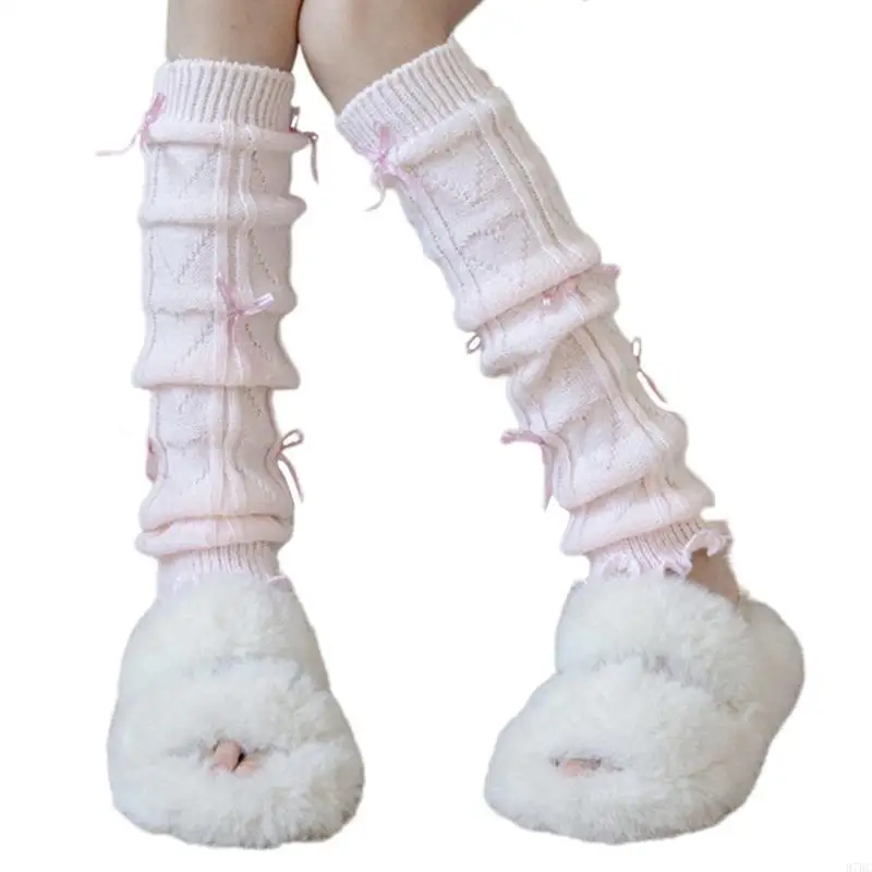 97BC Handcrochet Bows Leg Warmers Kids Breathable Stockings Little Girl Accessories