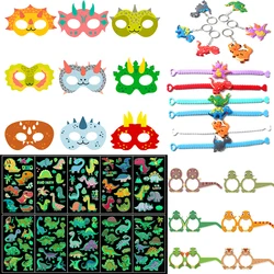 Dinosaur Party Favors Boys Birthday Party Gift Cartoon Dinosaur Luminous Tattoo stickers portachiavi Mask Dino Party Kids Toys