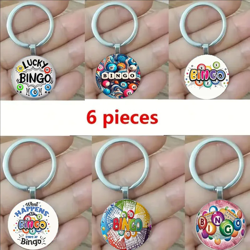 

6pcs Fashion "Bingo Mom" Rainbow Cloud Keychain - Alloy, Perfect Mother'S Day Gift for Women | Suitable for Bags And Backpacks |