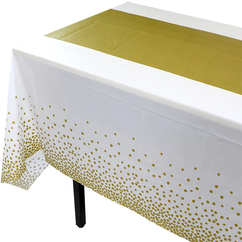 

Disposable Rectangle Table Flag Tablecloth PEVA Waterproof Golden Plastic Party Supplies Printing Table Top Items
