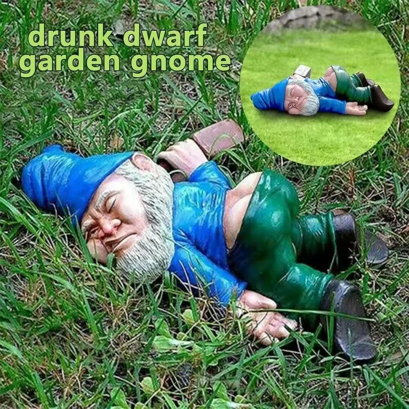 Funny Drunk Garden Dwarf Decor Creative Drunk Dwarf Decoration Dwarf Garden Statue Resin Crafts Drunk Gnome Garden Gnome Statue