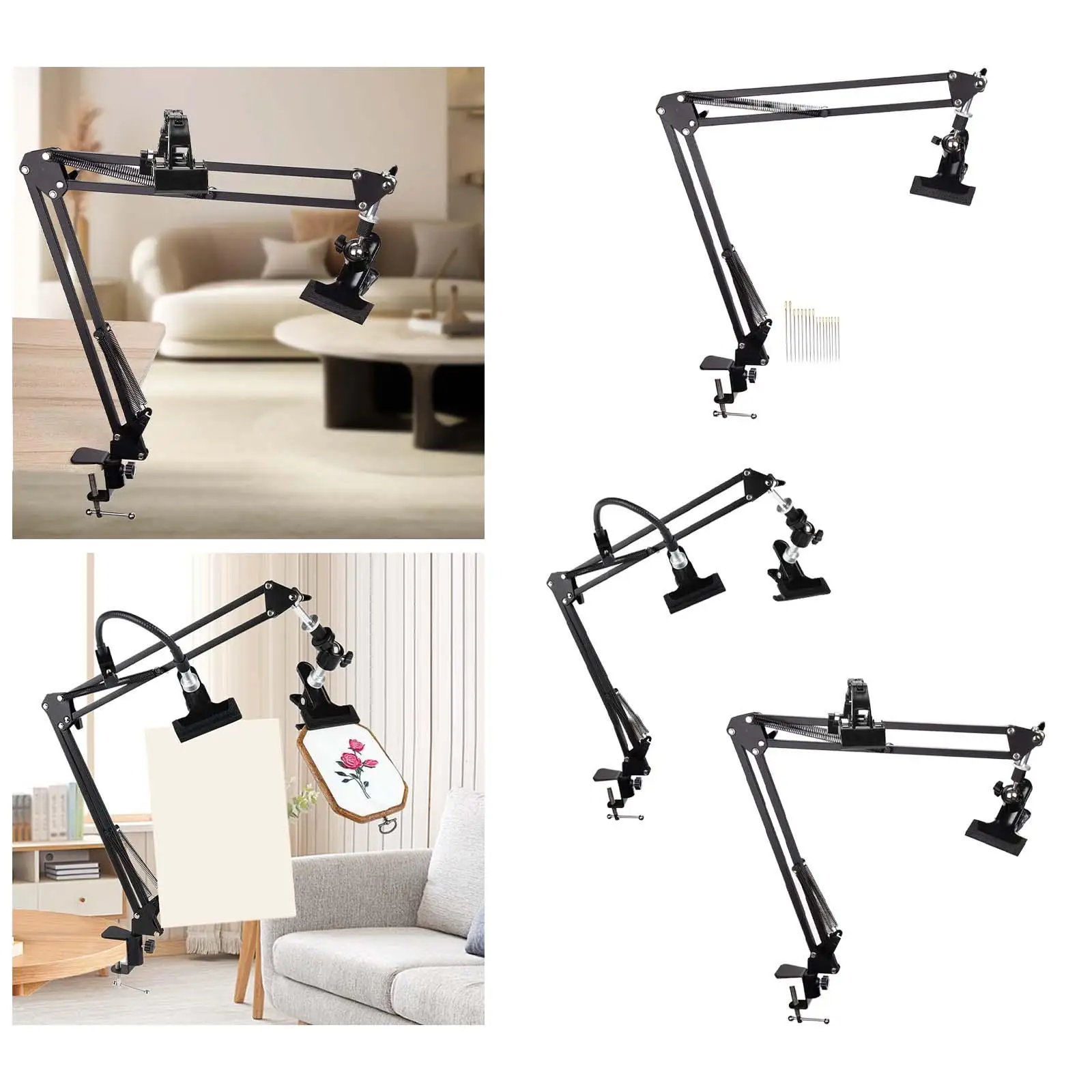 Embroidery Hoop Stand Table Clamp Stand Adjustable Convenient Assemble Crafts