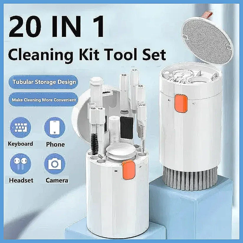 20 in 1 Computer Keyboard Cleaning Kit, Brush Pen Set with Screen Spray Keycap Puller for Earphones & Laptop laptop cleaning kit