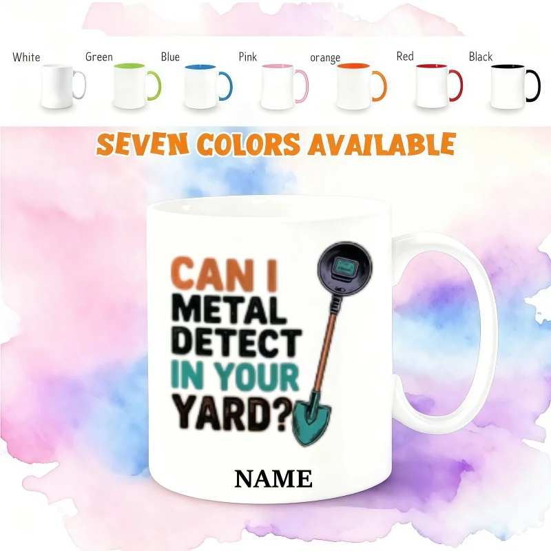 Personalized Metal Detecting Treasure Hunt Mug - Custom Name Coffee Cup - Perfect Birthday & Holiday Gift