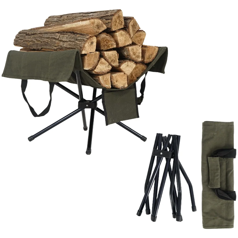 

Foldable Camping Firewood Rack with Canvas Carry Bag Large Capacity Lightweight Aluminum Alloy Frame for Backyard and Campfire