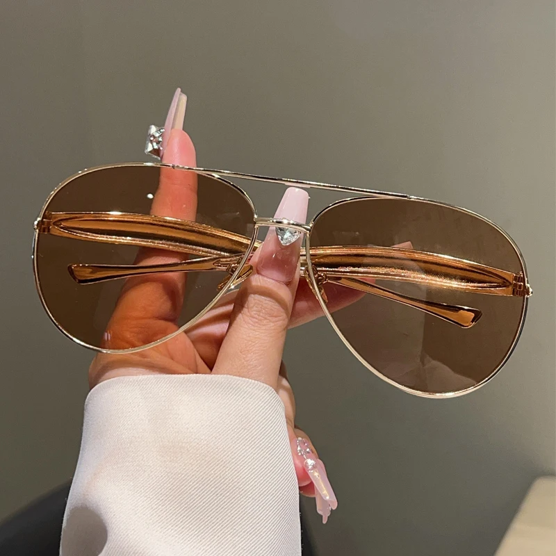 KAMMPT Vintage Pilot Sonnenbrille Männer Mode Übergroßen Outdoor Shades Neue Frauen Trendy Luxus Marke Design Anti-UV Sonnenbrille – Detail 9