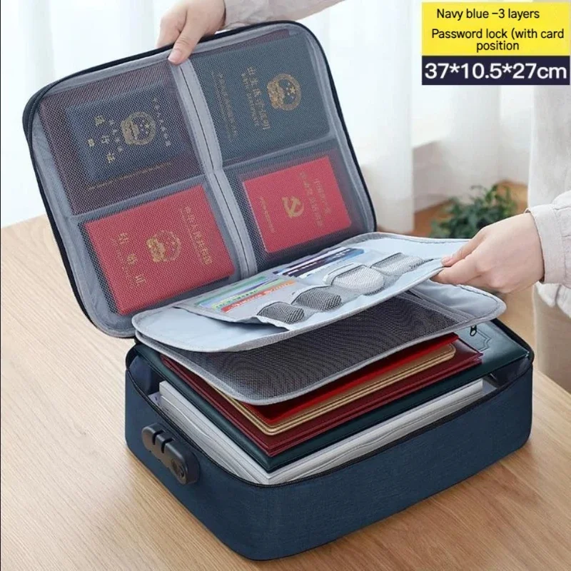 Multifunctional Briefcase Office Waterproof Document Storage Bag Business Trip Bank Card Passport Organizer Travel Accessory