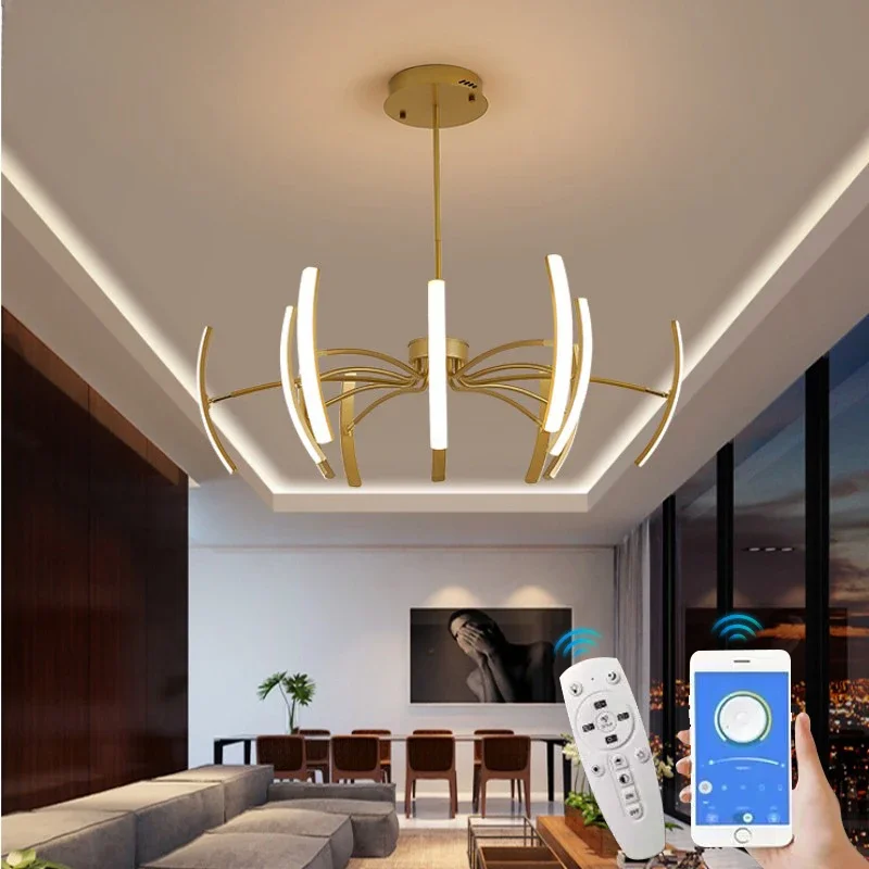 

Modern Bedroom Led Ceiling Chandelier With APP Remote For Living Dining Room Bedroom Simple Led Ceiling Pendant Chandelier Lamp