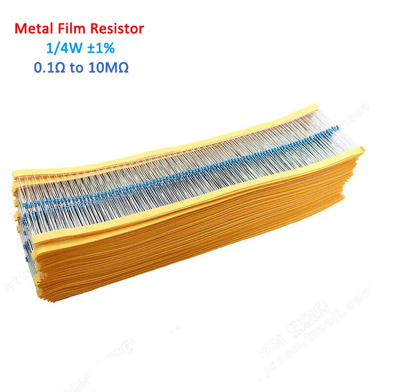 100pcs 1/4W 1% Metal film Resistors-Full Range of Values 0.1 to 10M