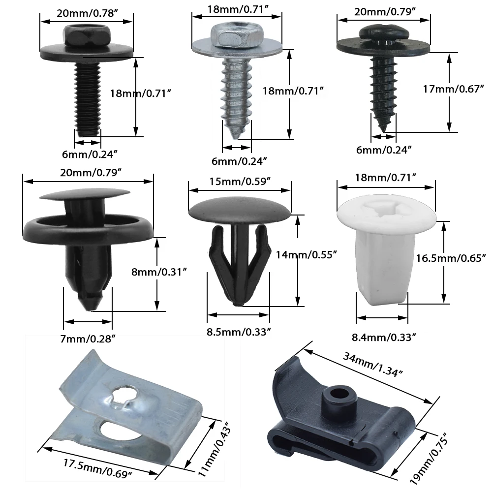 20Pcs Rivet Bumper U-nut Clips Shield Guard Fastener Splash M6 Screws Undertray Car Body Bolts Liner Retainer Engine Cover Fender I3743497552