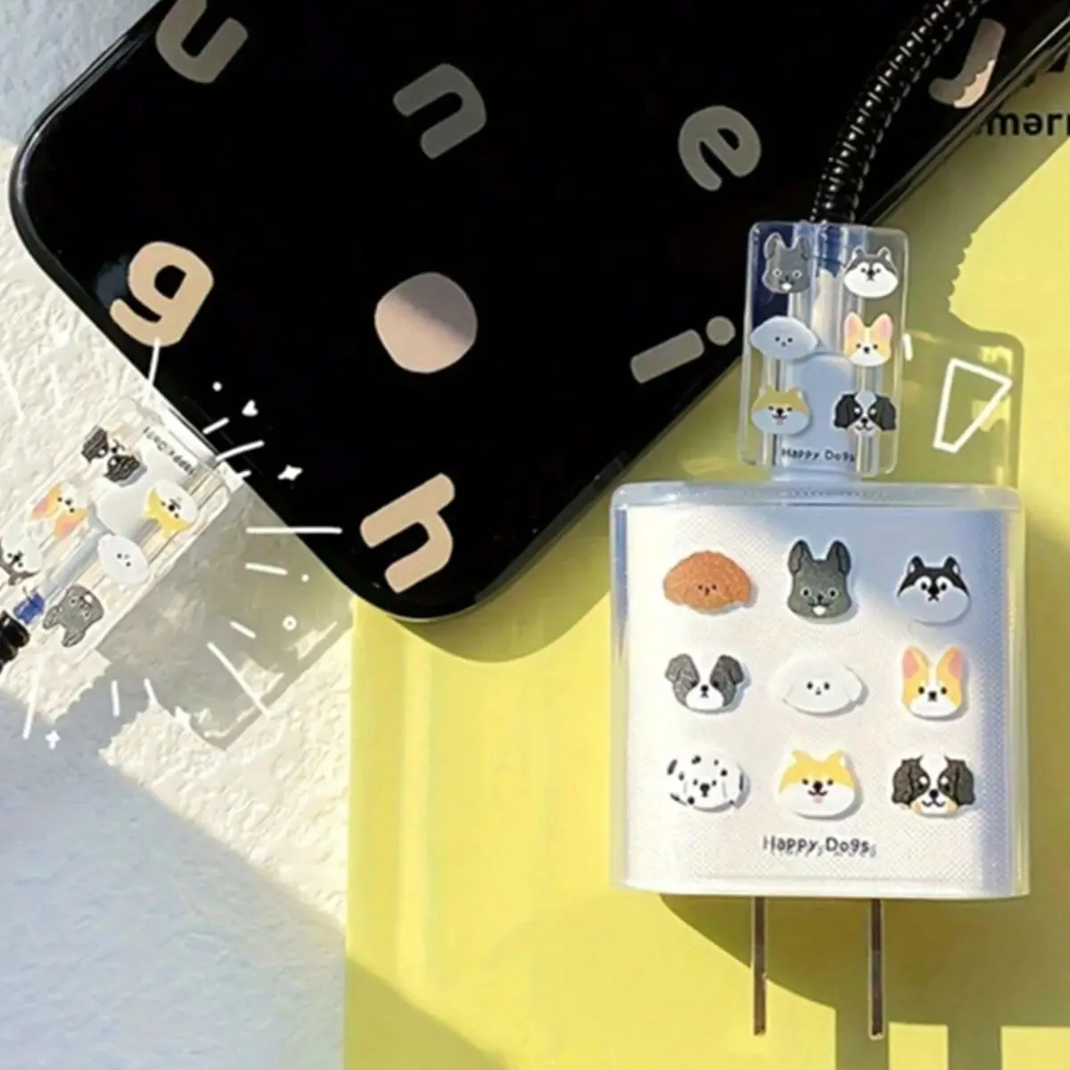 5pcs Panda Cat Dog Lucky Butterfly Charging Data Cable Protector Winder Accessories For iPhone 18/20w Charger Protective Cover