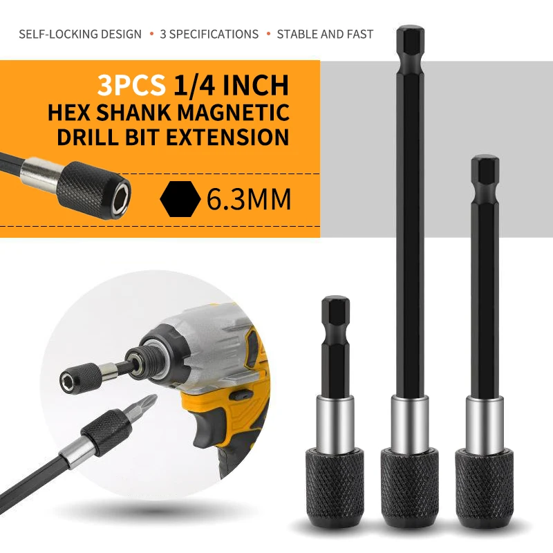 

1 шт./3 шт., шестигранный удлинитель для бит диаметром 1/4 дюйма