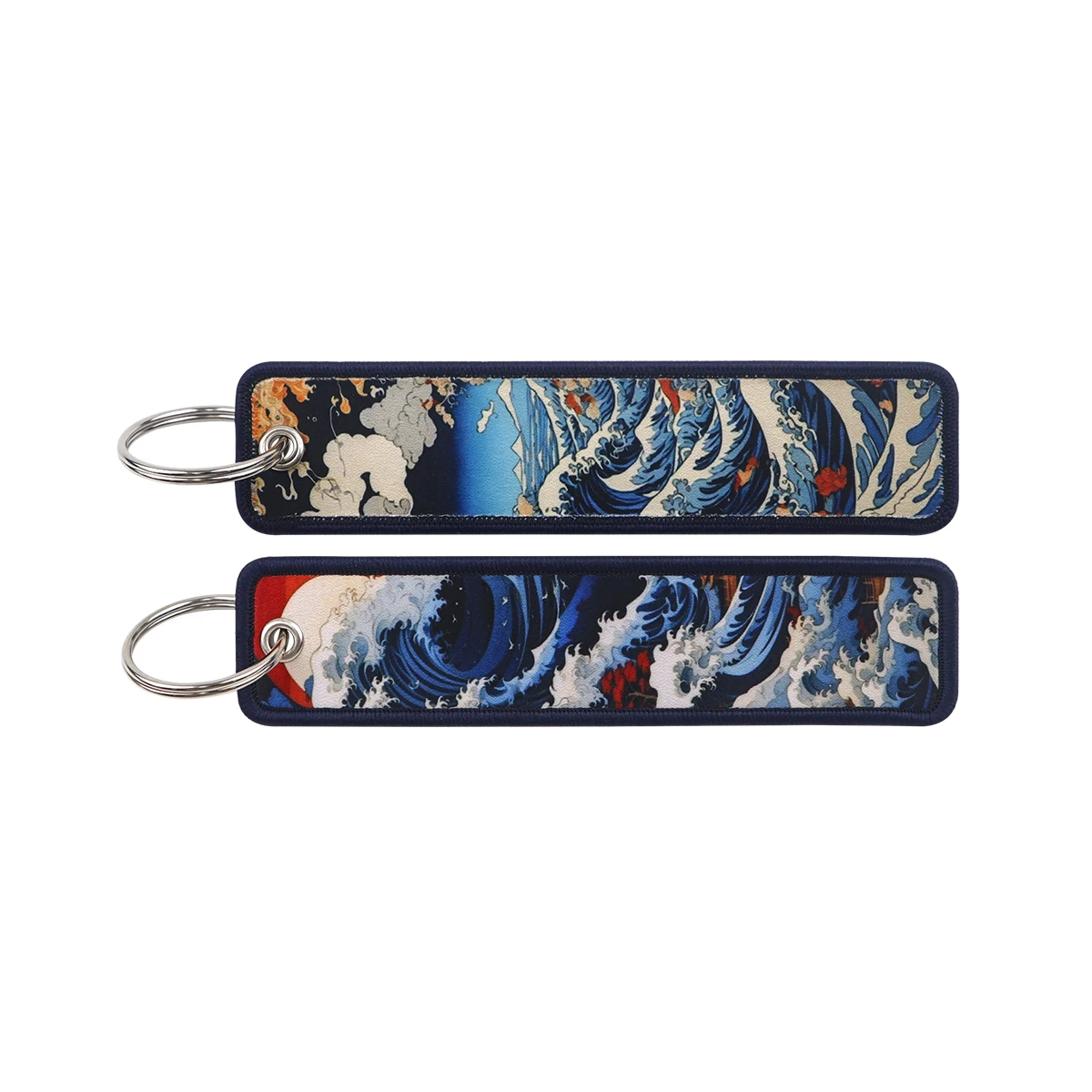 Japońskie fale haftowane breloczki Van Gogh obraz olejny breloczki breloki metalowy brelok klucze motocyklowe akcesoria prezenty — zdjęcie 7