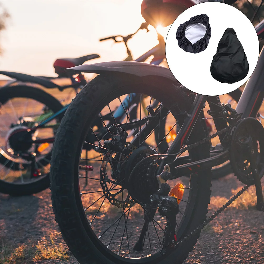 2 pçs capa de assento de bicicleta à prova dwaterproof água resistente protetor de sela elástica ajuste ajustável chuva poeira uv resistente