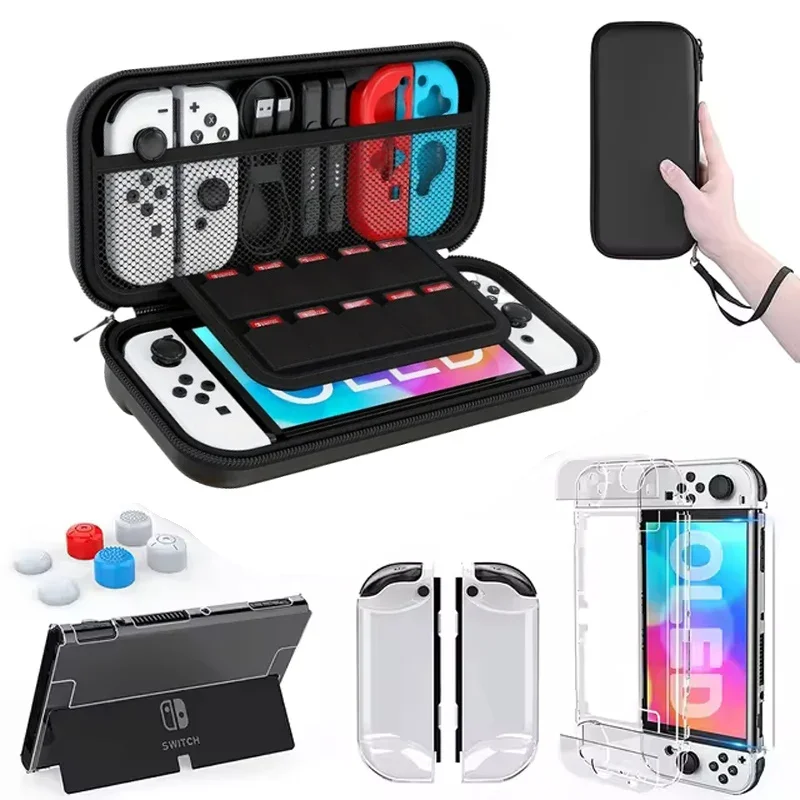 

For Switch OLED Model Carrying Case 9 in 1 Accessories Kit for 2022 Nintendo Switch OLED Model with Protective Case