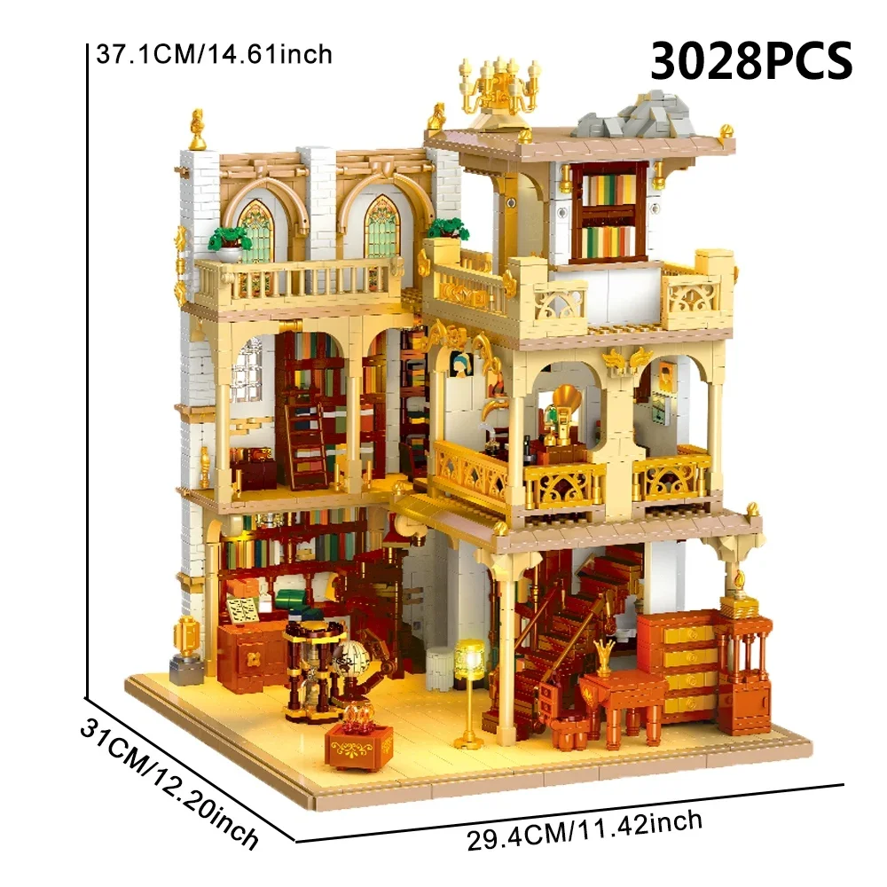 ตัวต่อบล็อกแบบยุโรป 3028 ชิ้น ชุดสร้างบ้าน ร้านค้า ถนนเมือง แบบ MOC พร้อมไฟ ของเล่น DIY สำหรับเด็ก