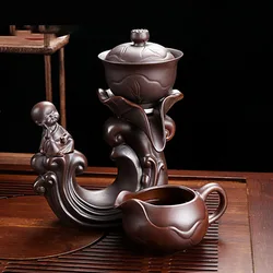 Automatic Stone-Mill Ceramic Lazy Teapot, Grinding Tea Set, Rotating Water, Tea Ceremony, Service