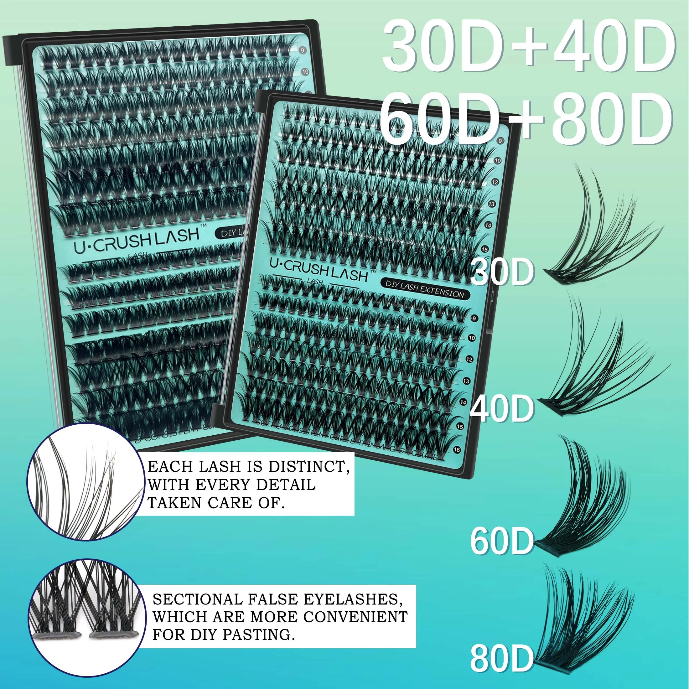 Zestaw do przedłużania rzęs DIY, 280 sztuk, krętlik D, 8-16 mm, kępki rzęs, sztuczne rzęsy i narzędzia do makijażu rzęs, klej i uszczelniacz oraz zmywacz.