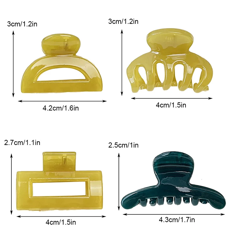 4,3 см желейного цвета, мини-когти, заколки для волос в форме краба, женские акриловые полые заколки для волос с геометрическим рисунком, зажимы, высокий держатель для хвоста, заколки для волос