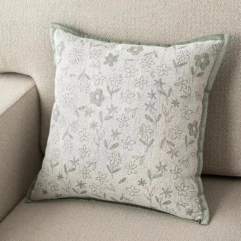 

Jacquard Texture Floral Cushion Cover French Country Style Square Throw Pillowcase Decorative Pillow Cover Living Room Decor