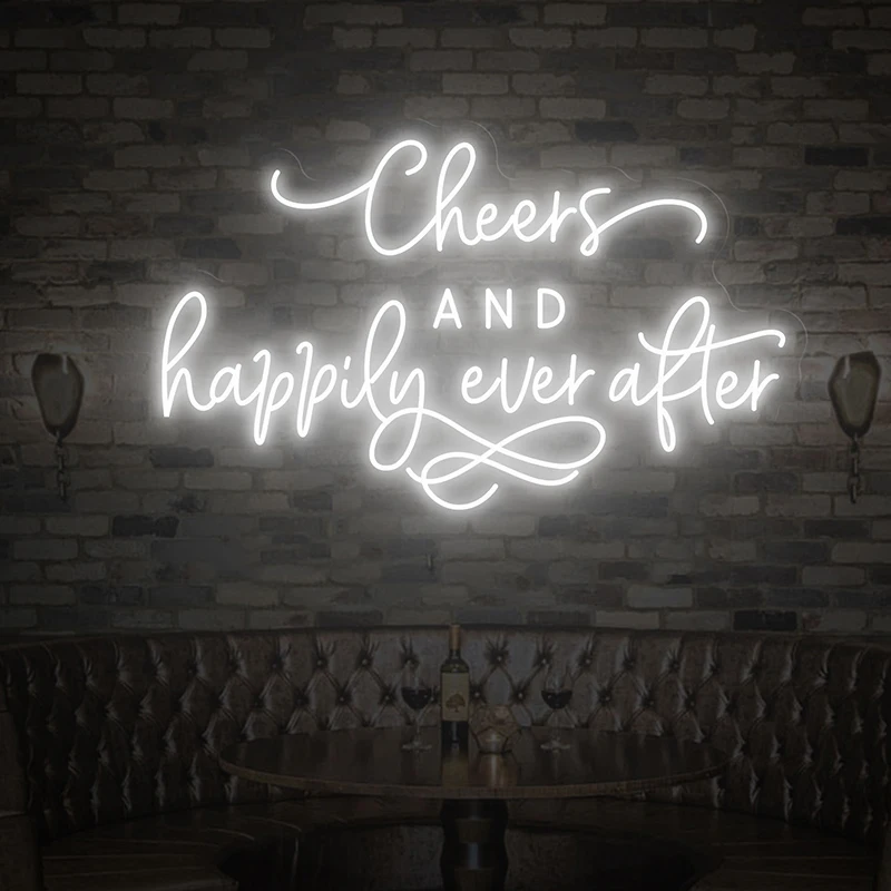 Cheers And Happy Ever After Neon Sign Light Handmade Custom Led Signs for Office Living Room Decoration Neon Night Lights