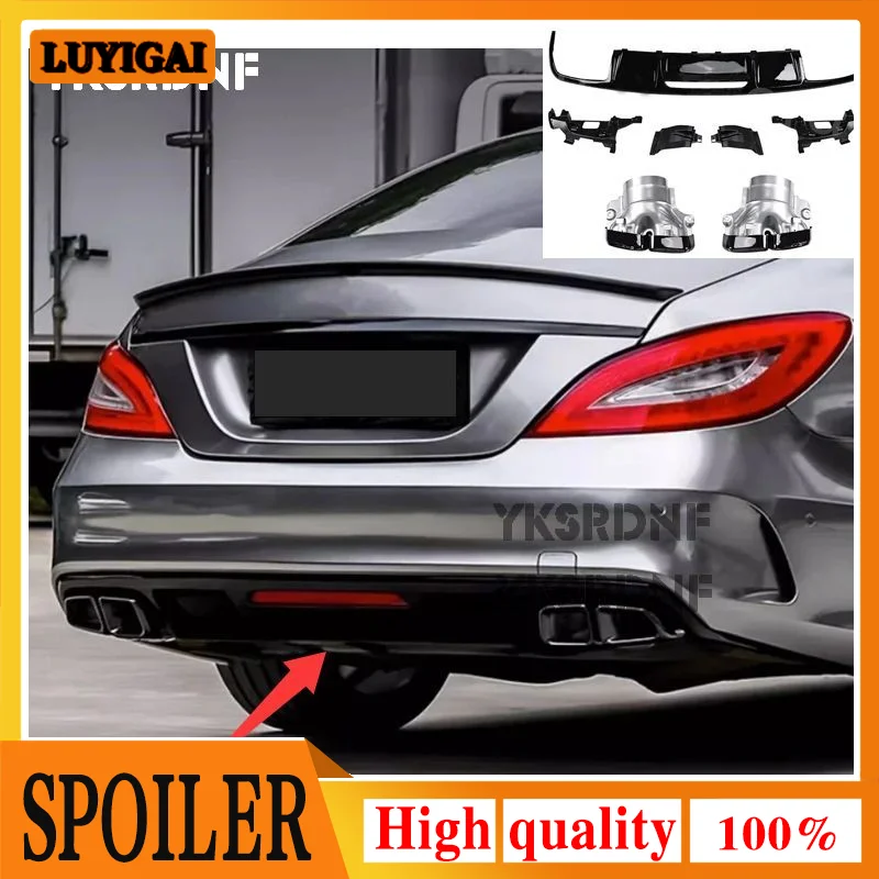Glossy Black Rear Lip Diffuser Spoiler For Mercedes Benz CLS Class W218 CLS350 CLS63 AMG Sport 2012 to 2017 Bumper Protector